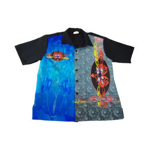 VINTAGE WD Sportswear‎ Shirt Mens XL Liquid Chinese Print Skater Grunge Mall 90s